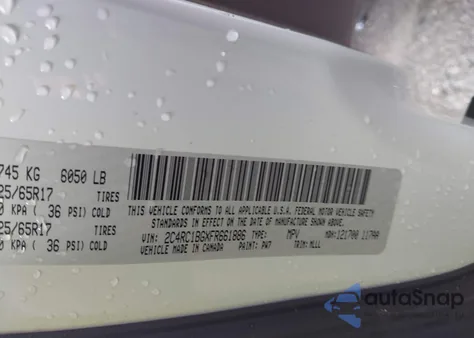 2015 Chrysler Town & Country Touring z USA, uszkodzony, nr VIN 2C4RC1BGXFR661886